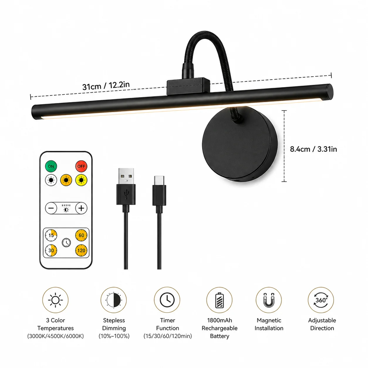 LED Wireless Picture Light wit - Photography Lighting Wall recension och pris