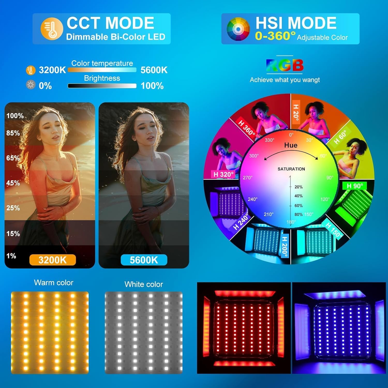 RGB LED Video Lighting Kit, 3- - Photography Lighting Kit recension och pris